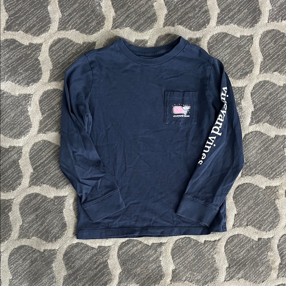 Vineyard Vines Kids Long Sleeve Tee in Dark Blue